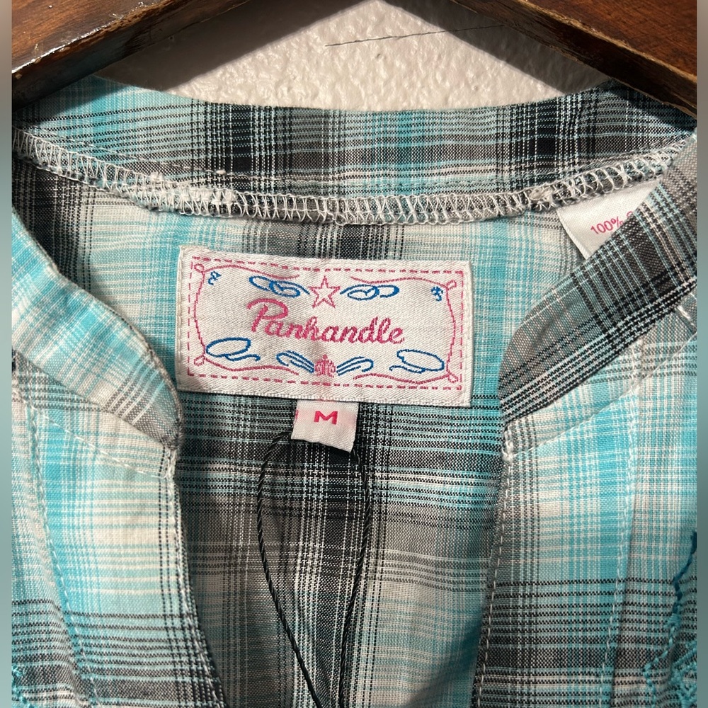 Panhandle Plaid Pearl Snap Shirt Size Medium NWT - Picture 7 of 16